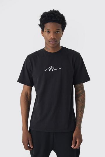 Man Signature Embroidered T-shirt black