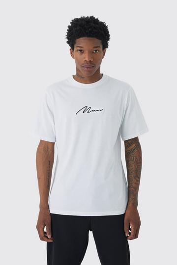 Man Signature Embroidered T-shirt white