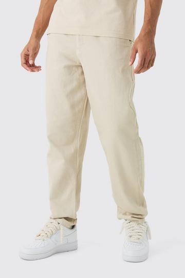 Beige Baggy Tapered Chinos In Stone