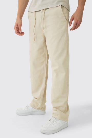 Beige Relaxed Chinos With Drawcords In Stone