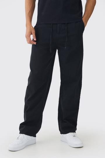 Black Relaxed Chinos With Drawcords In Black