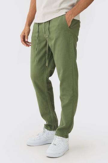 Tapered Chinos With Drawcords In Khaki khaki