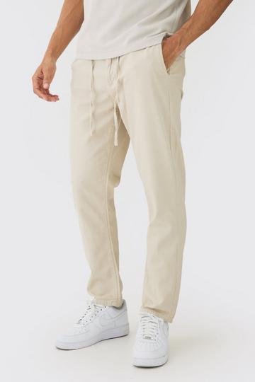 Tapered Chinos With Drawcords In Stone stone