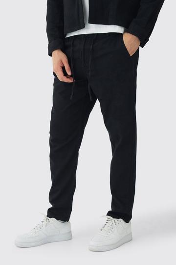 Black Tapered Chinos With Drawcords In Black