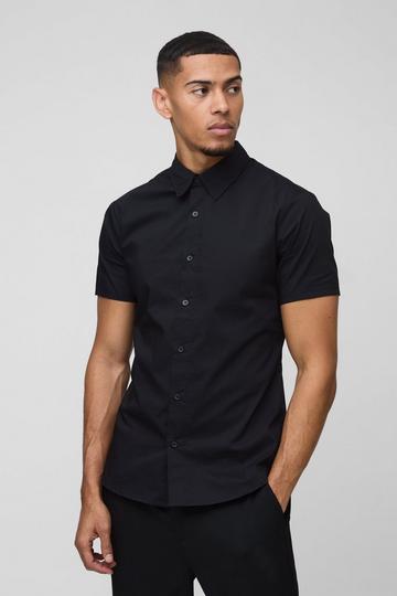 Black Short Sleeve Stretch Fit Shirt