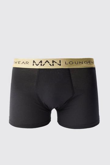 Man Lounge Gold Waistband Boxer black