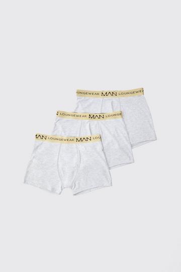 Grey 3 Pack Man Lounge Gold Waistband Boxers