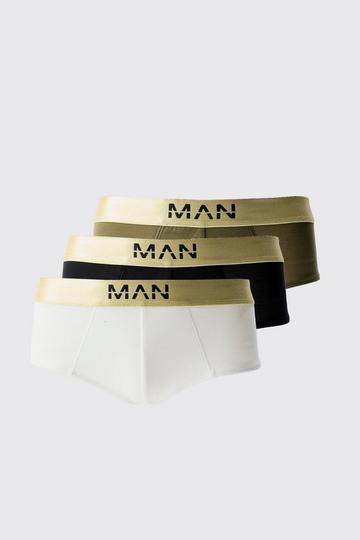 3 Pack Man Dash Gold Waistband Briefs multi