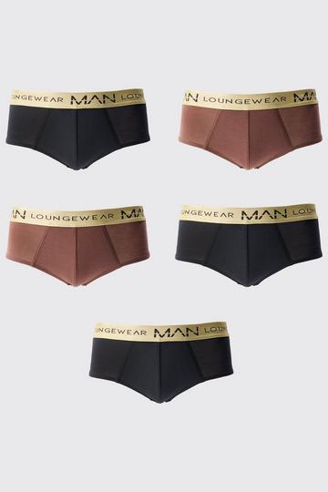 5 Pack Man Lounge Gold Waistband Briefs multi