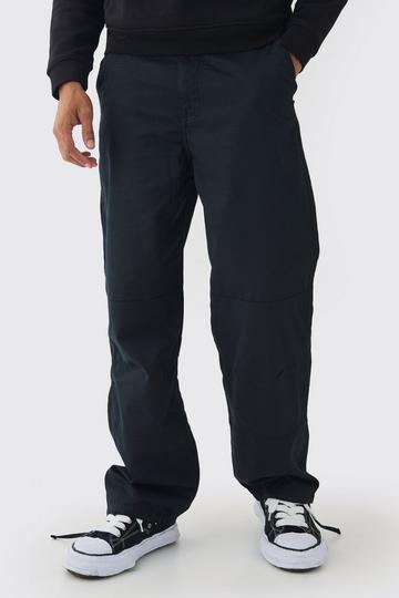 Relaxed Fit Textured Ripstop Trousers black