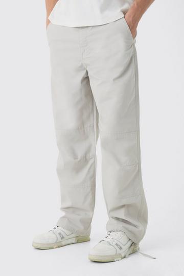 Relaxed Fit Textured Ripstop Trousers stone