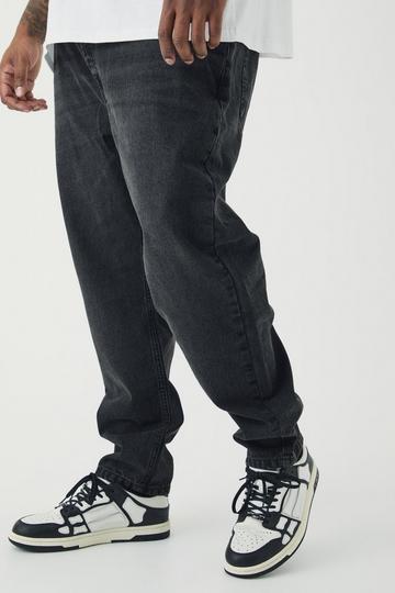 Plus Tapered Rigid Jeans washed black