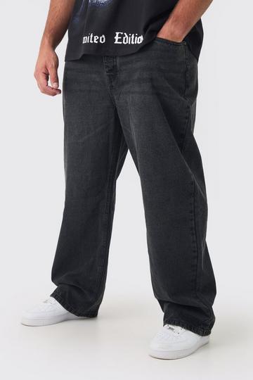 Plus Onbewerkte Baggy Jeans washed black