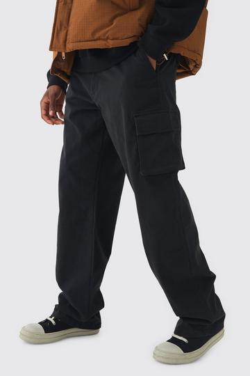 Tall Relaxed Fit Fixed Waist Cargo Trousers black