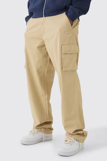 Stone Beige Tall Relaxed Fit Fixed Waist Cargo Pants