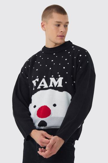 Regular Fit Fam Knitted Christmas Jumper black