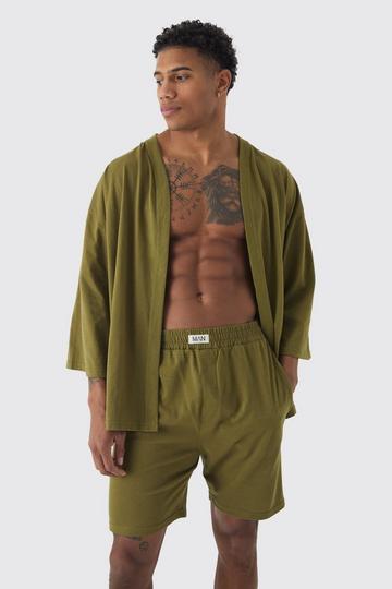 Oversized Kimono & Short Set khaki