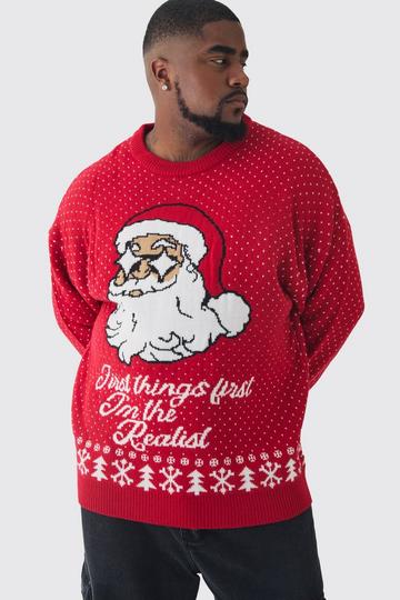 Plus Disco Santa Christmas Jumper red