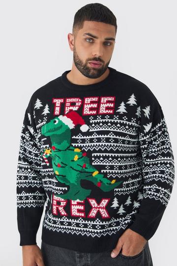 Black Plus Tree Rex Christmas Jumper