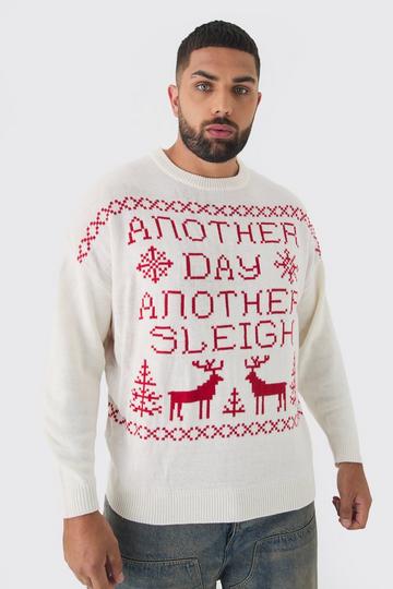 Plus Another Day Another Sleigh Christmas Jumper ecru