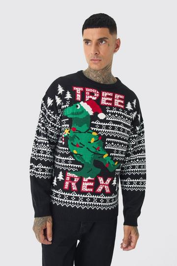 Tall Tree Rex Christmas Jumper black