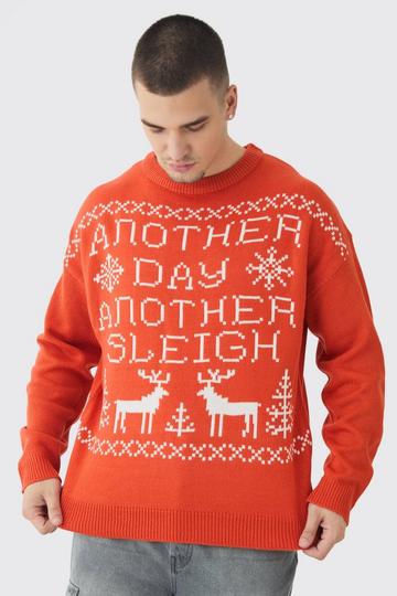 Red Tall Another Day Another Sleigh Christmas Jumper