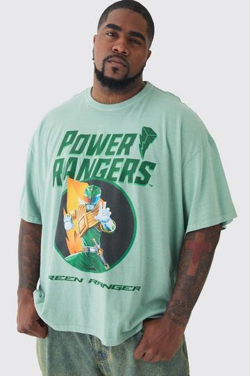 Green Plus Power Ranger License Graphic T-Shirt In Green