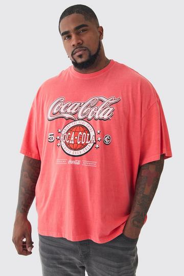 Red Plus Coca Cola License Print T-shirt In Red