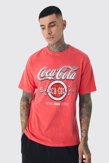 Red Tall Coca Cola License Print T-shirt In Red