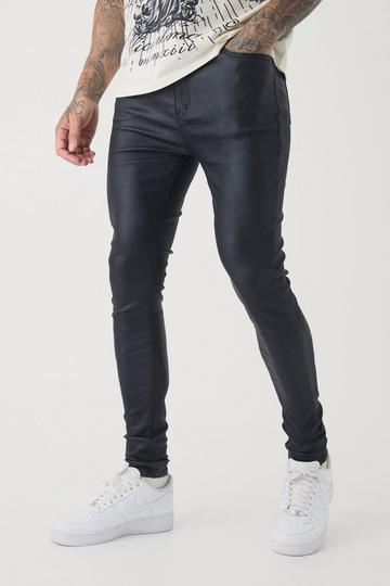 Tall Super Skinny Jeans Met PU Coating black