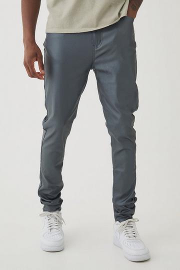 Tall PU Coated Super Skinny Jeans charcoal