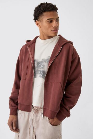 Chocolate Brown Oversized Reverse Loopback Seam Detail Hoodie