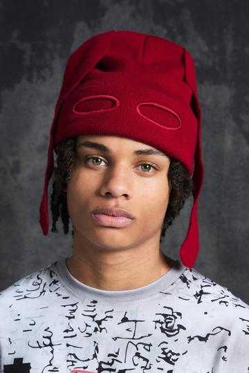 Trippie Redd Ribbed Bunny Ears Beanie In Red red