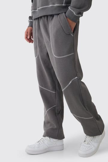 Oversized Contrast Stitch Seam Detail Jogger charcoal