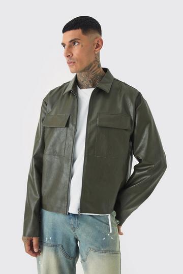 Tall Getailleerde PU Harrington Jas khaki