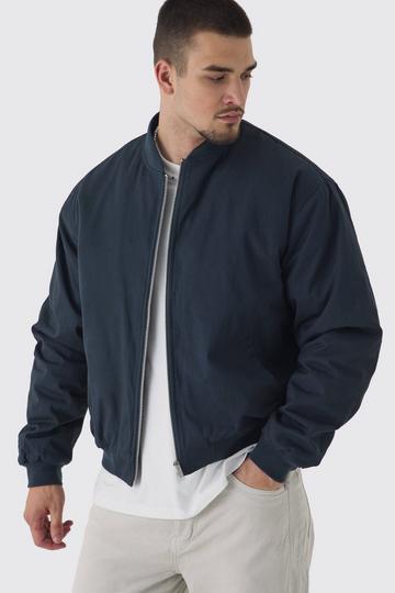 Tall Oversized Padded Twill Applique Bomber petrol