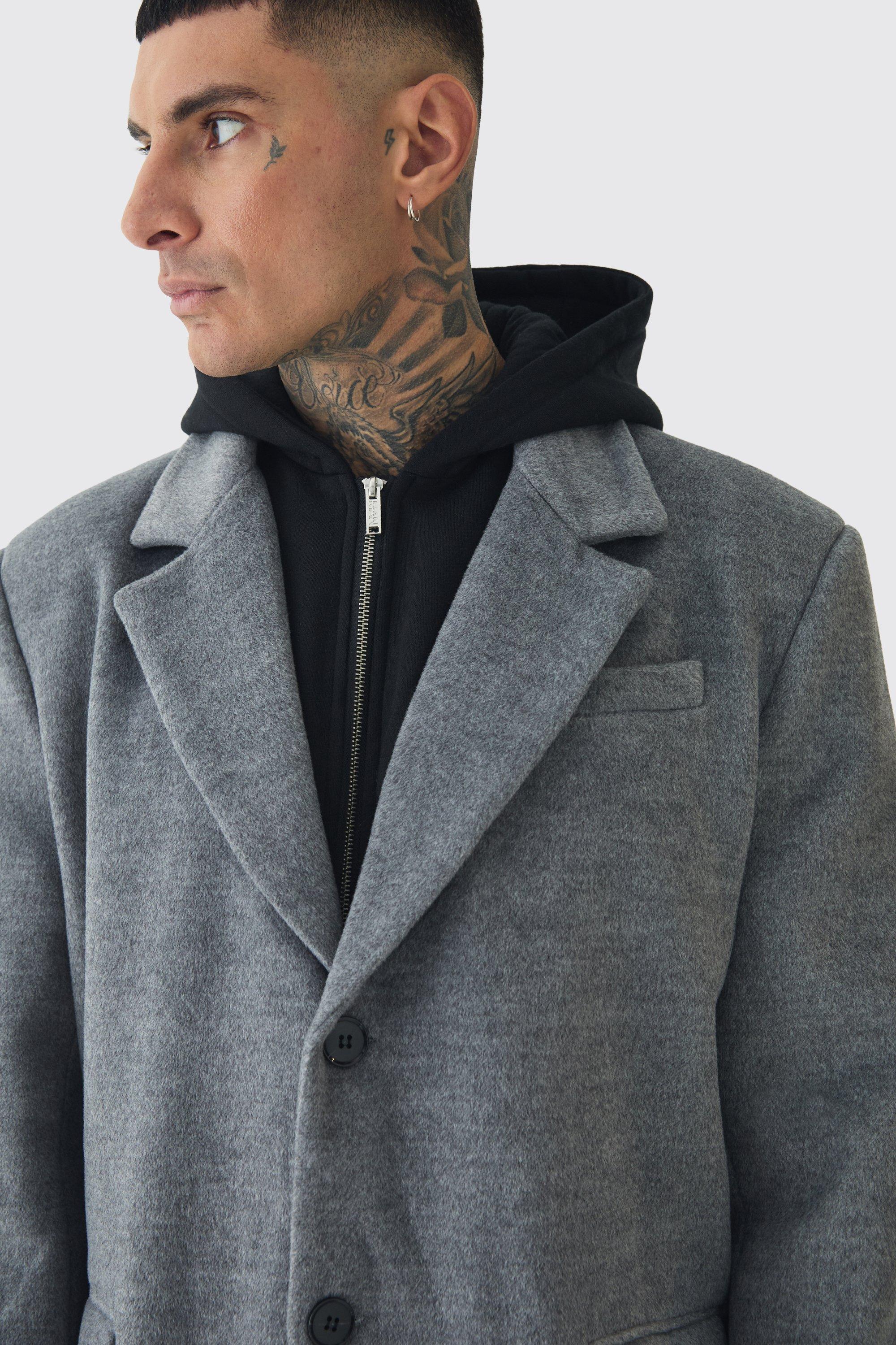 Tall Super Relaxed Hybrid Hooded Wool Overcoat