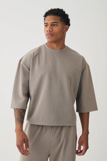 Oversized Jersey Knit Twill Extra Boxy Half Sleeve T-Shirt taupe