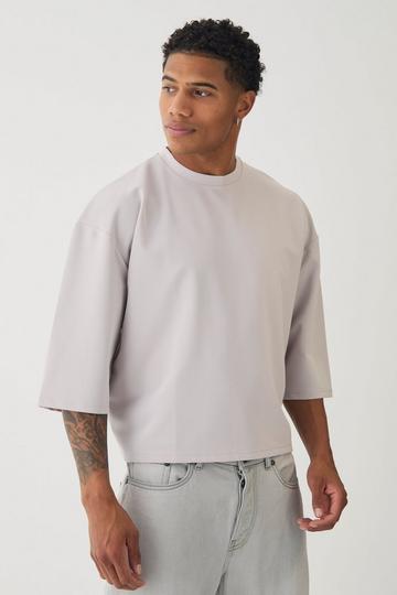 Oversized Jersey Knit Twill Extra Boxy Half Sleeve T-Shirt grey marl