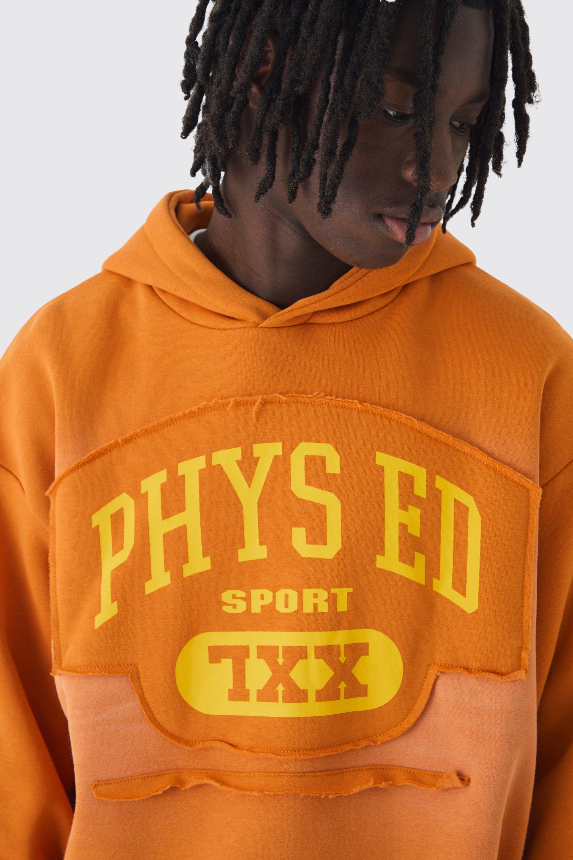 Oversized Boxy Distressed Graphic Brushback Hoodie boohoo NO