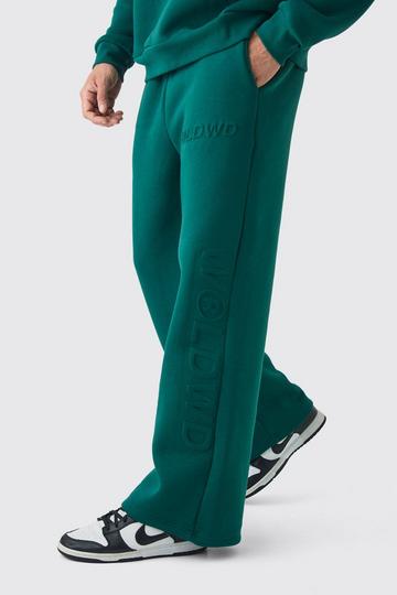 Worldwide Wide Leg Joggingbroek Met Reliëf forest