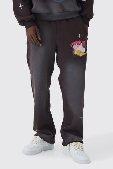 Straight Distressed Brushback Joggers chocolate