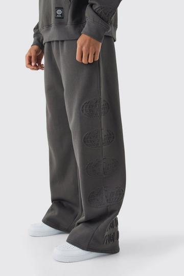 Wide Leg Deboss Worldwide Jogger slate