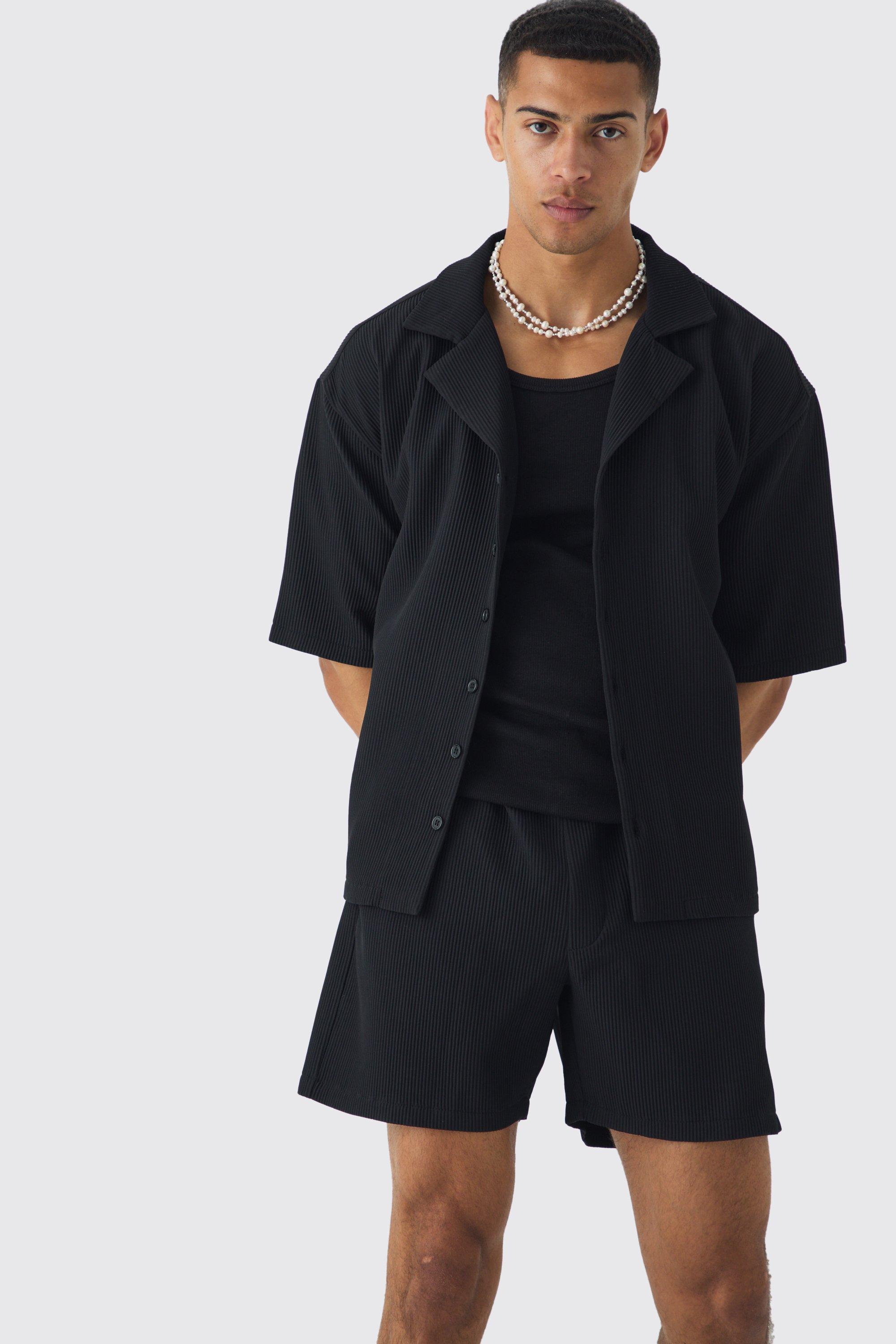 Oversized Short Sleeve Pleated Shirt And Short | boohoo