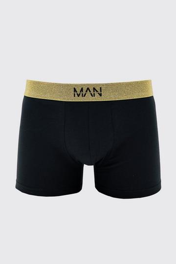 Man Dash Gold Waistband Boxers In Black black