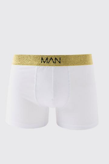 Man Roman Gold Waistband Boxers In White white