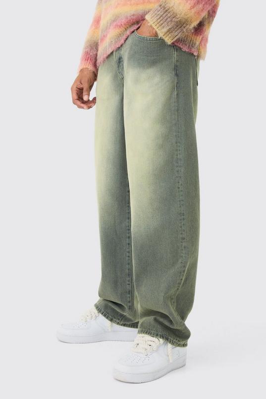 Baggy Rigid Green Washed Jeans | boohoo USA Baggy Rigid Green Washed Jeans | boohoo USA