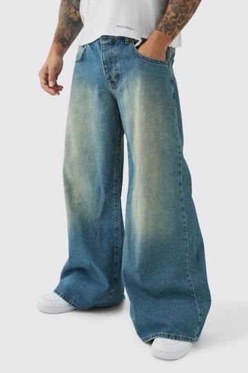 Extreem Baggy Onbewerkte Getinte Wash Jeans antique blue