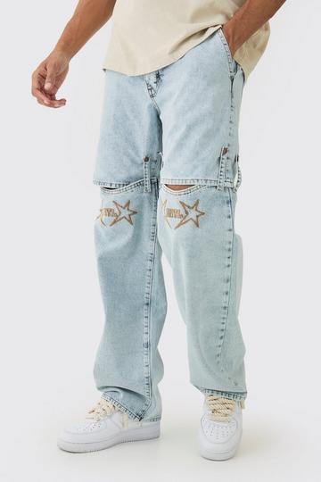 Blue Relaxed Rigid Western Detachable Leg Jeans