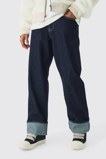 Relaxed Rigid Turn Up Jeans In Indigo indigo